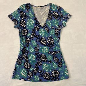 Boden Floral Crossover Wrap Top, Size US 6